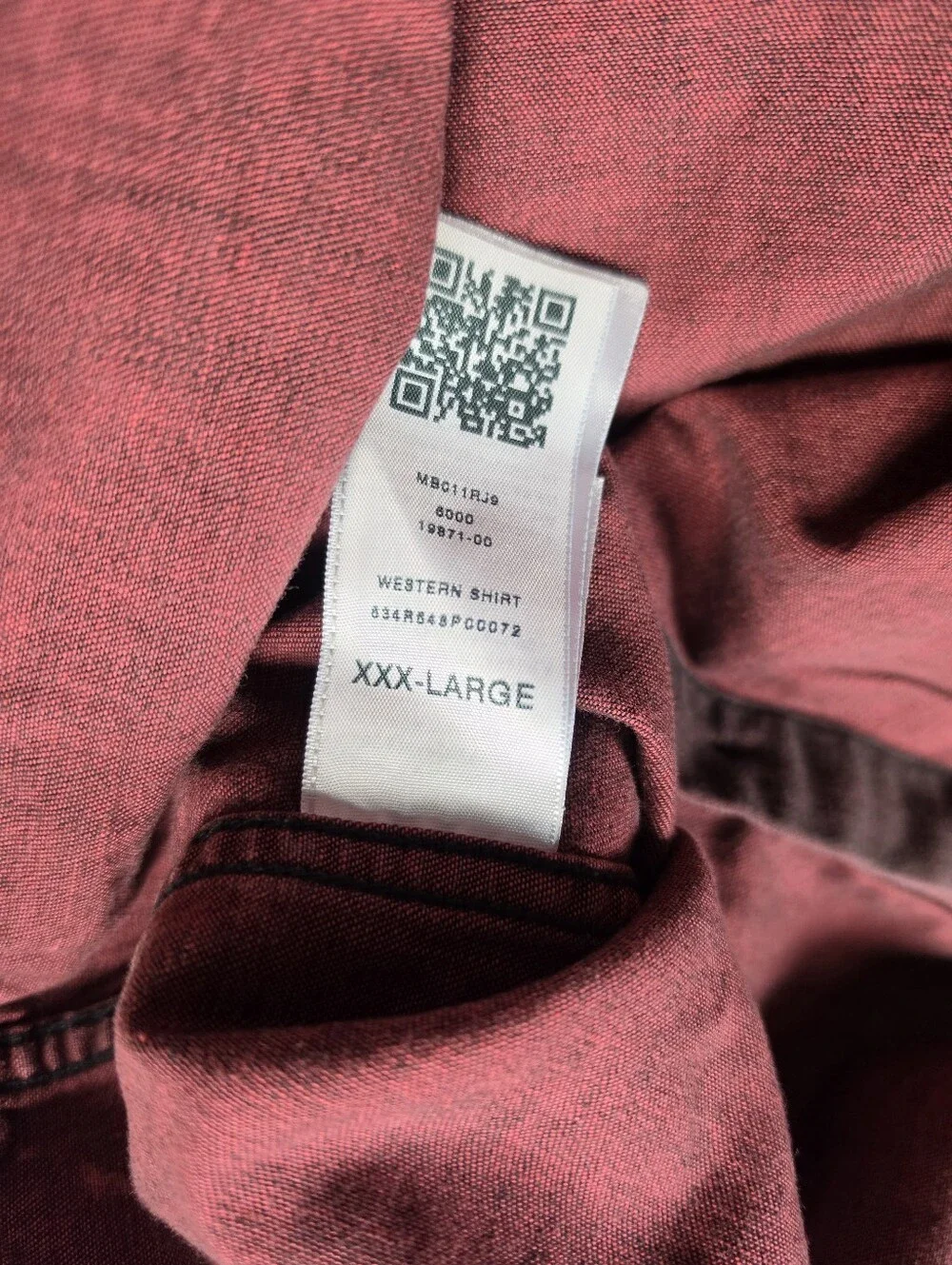 True Religion Western Shirt Mens 3XL Slim Maroon Burgundy Denim Long Sleeve